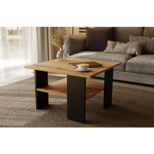 Stolik kawowy kwadratowy ST1 dąb Wotan/czarny 60x60 cm